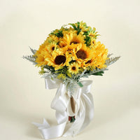 Artificial Bouquet Lifelike Silk Wedding Flowers Handmade Floral Arrangement Easy to Carry Suitable for Bridal Ceremonies Photo Shoots Home Decoration 25cmx35cm