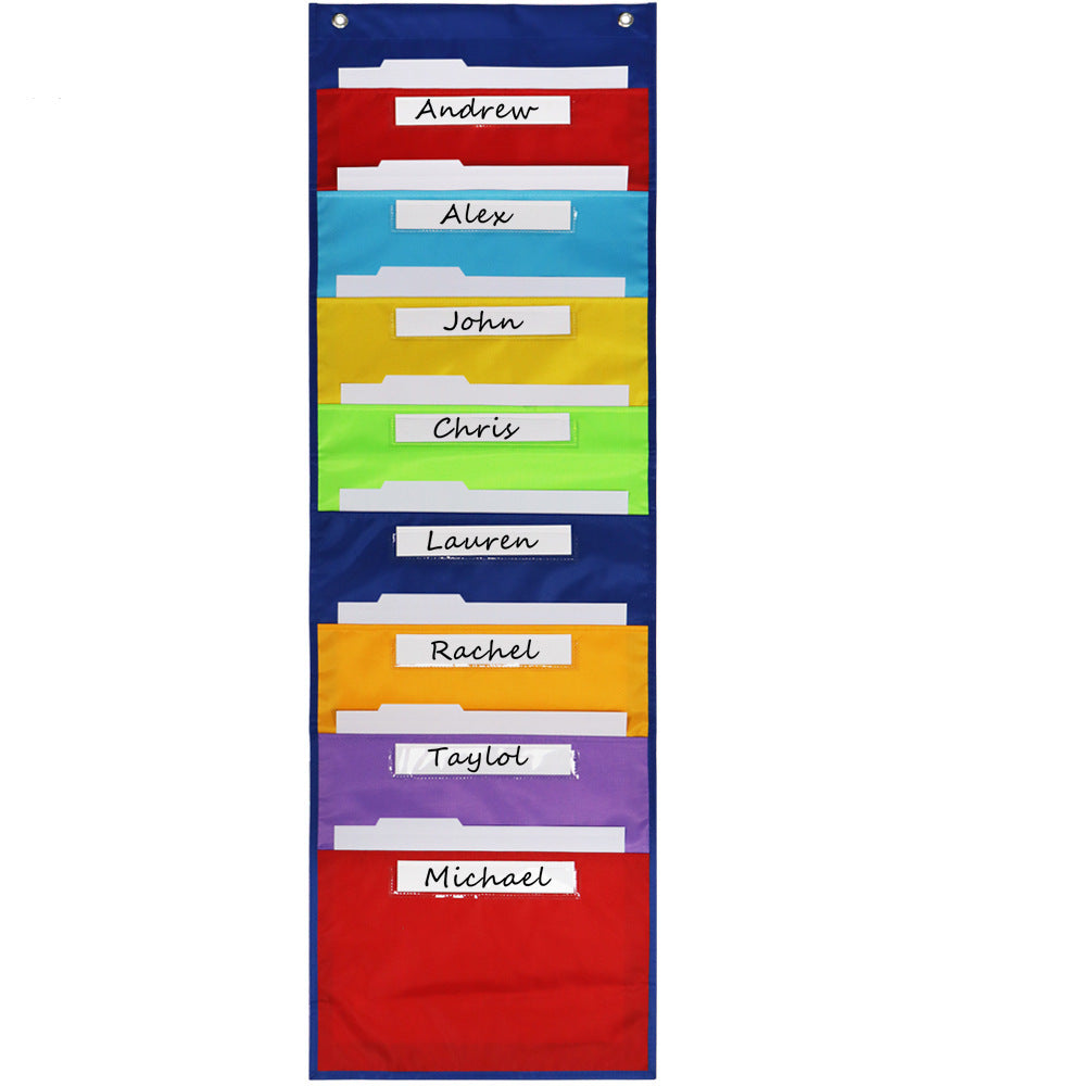 Rainbow File Organizer Hanging Bag with 8 Pockets and Label Window
