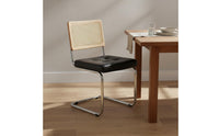 Woven Backrest Rattan Dining Chair Retro Design Vintage Dining Chair Sturdy Home Furniture