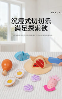 Wooden Pretend Play Food Toy Set for Kids - Dessert Cutting Toy