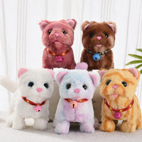 Electric Plush Cat Toy with Walking, Sound, and Tail Wagging