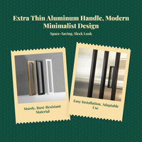Sliding Glass Door Handle, Super Narrow Double Hook Mortise Lock, Modern Minimalist Pull, Protected Kitchen Pane Patio