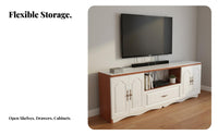 TV Stand with Storage Cabinets Entertainment Center Television Console Sturdy Glass Top with Open Shelves Suitable for Families Small Apartments Bedroom