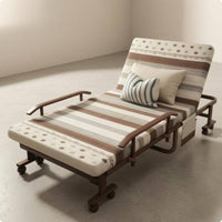 Foldable Lounge Bed Caster Wheels Reclining Lounge Bed Storage Pocket Daybed