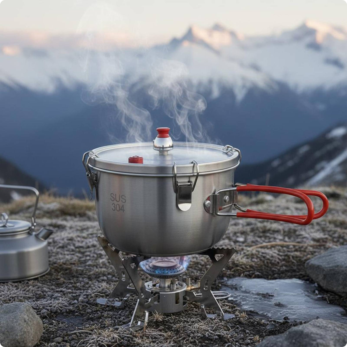 Micro Pressure Cooker Locking Lid Outdoor Cookware Stovetop Safe