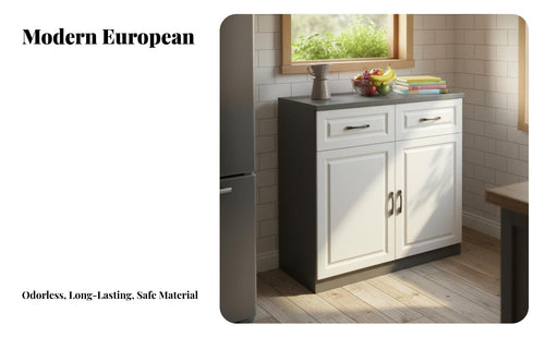 Solid Wood Board Sideboard Buffet Cabinet Modern Simple Design Freestanding Buffet Cabinet Spacious Countertop Freestanding Storage Unit Long-Lasting Construction for Homeowners, Families, Renters, Entryway, Hallway, Bedroom, Home