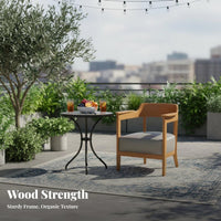 Woven Rope Lounge Chair Sturdy Wood Frame Indoor Furnishing Foldable Design Floor Protection for Cafe Owners, Adults