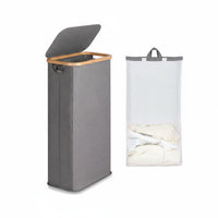 Slim Laundry Hamper with Lid Waterproof Oxford Cloth for Bedroom, Bathroom