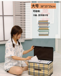 棉麻布艺收纳箱两件套衣服收纳盒杂物玩具整理箱有盖床底储物箱子