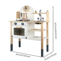 Wooden Play Kitchen Freestanding Pretend Play Kitchen with Accessories BPA Toy Cookware Set for Playroom