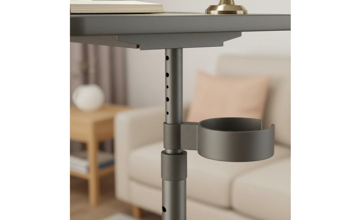 Multi-Functional Adjustable Overbed Table Multifunctional Portable Laptop Desk Sturdy Metal Frame Tilting Overbed Table Heavy Duty for Students, Elderly, Wheelchair Users, Bed, Bedroom, Living Room