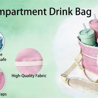 Insulated 4-Cup Drink Carrier Tote Bag with Shoulder Strap for Picnic, Lunch, Coffee, and Cold Drinks