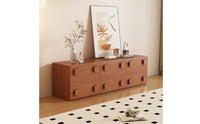 Solid Wood DIY Combination Cabinet Large Capacity Low Profile Media Console Minimalist Design Freestanding Storage Chest Retro Inspired for Entryway