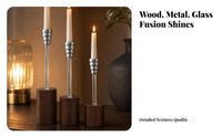 3 Pieces Modern Candlestick Holder Transparent Taper Candle Holder Home Decor Accent Cylindrical