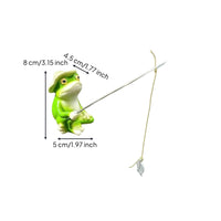 Seated Frog Ornament Fishing Rod Frog Figurine Raised Eyes for Balcony