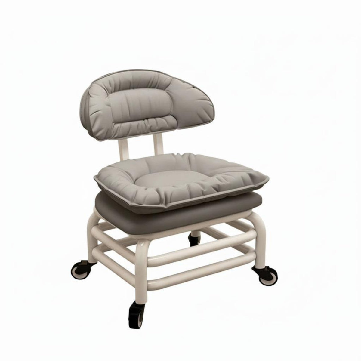 Upholstered Low Chair with Casters Rounded Corners Low Roller Seat for Playroom