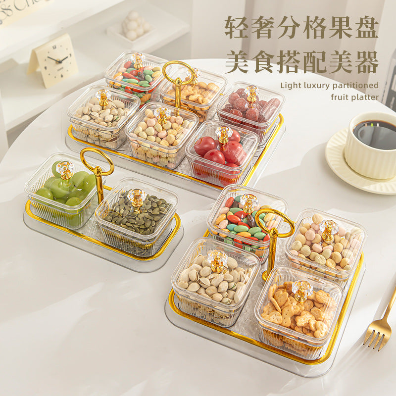 Plastic Fruit Bowl with Compartments for Living Room Coffee Table Snack Nuts