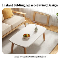 Space-Saving Collapsible Cashew-Shaped Centerpiece Foldable Legs Living Room Table Modern Minimalist Design Home Furnishing Compact for Apartment Dwellers, Homeowners, Students, Small Areas, Bedroom, Entryway