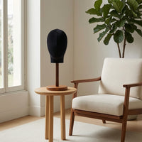 Mannequin Head with Wooden Base Sturdy Head Mannequin Hat Display Stand for Boutique Owners