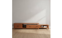 Modern Extendable TV Stand Space Saving Low-Silhouette Media Console Spacious Solid Wood TV Cabinet Sturdy for Apartment Dwellers, Living Room