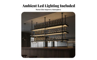 Strong Load-Bearing Illuminated Bar Display Shelf Sturdy and Long-Lasting LED Bar Shelf Large Capacity LED Light Hanging Cabinet Easy Installation for Restaurant Owners, Interior Designers, Homeowners, Dining Room, Basement, Kitchen
