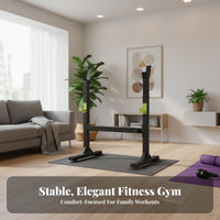 Heavy Duty Adjustable Squat Rack Non-Slip Feet Bench Press Rack Anti-Tip Design Split Squat Stand Plate Storage Pegs for Home Gym