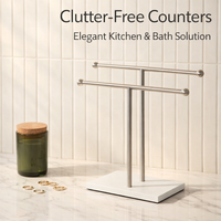 Bathroom Sink Organizer with 2 Tier Display Shelf for Bedroom Vanity, Stable Stainless Steel Dish Cloth Holder for Students
