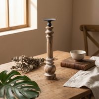 Wooden Candle Holder Rustic Decor Tall for Tabletop