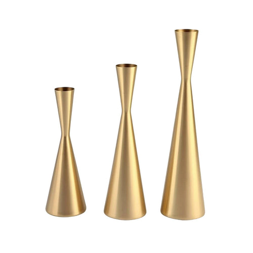 3 Pieces Candlestick Holder Set Hourglass Taper Candle Holder Decorative