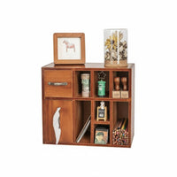 Solid Wood Wooden Desktop Bookshelf Distressed Finish Desktop Bookshelf Space-Saving Design Wooden Desk Shelf Multifunctional for Professionals, Home Decorators, Homeowners, Study Room, Bedroom