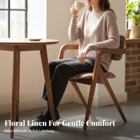 With Armrests Upholstered Wood Armchair centuryera Modern Design Upholstered Wooden Chair Ergonomic rearrest Accent Seat Stylish Appearance for Cafe Owners, Homeowners, Interior Designers, Dining Room, Home Office, Bedroom, Kitchen