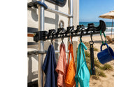 RV Clothes Drying Rack Clamp-on Clothesline Rod Curved Hook Vehicle Accessory