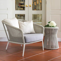 Nordic Outdoor Rattan Sofa Set with Footstool and Side Table, Metal Frame