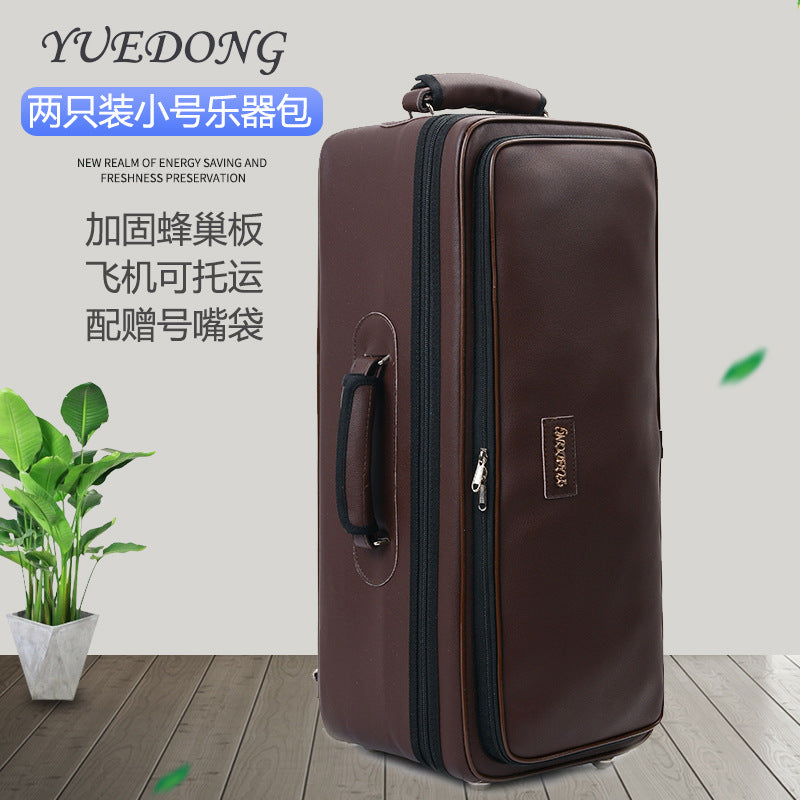 Thickened Trumpet Backpack Case for Two Trumpets with Mouthpiece Pouch