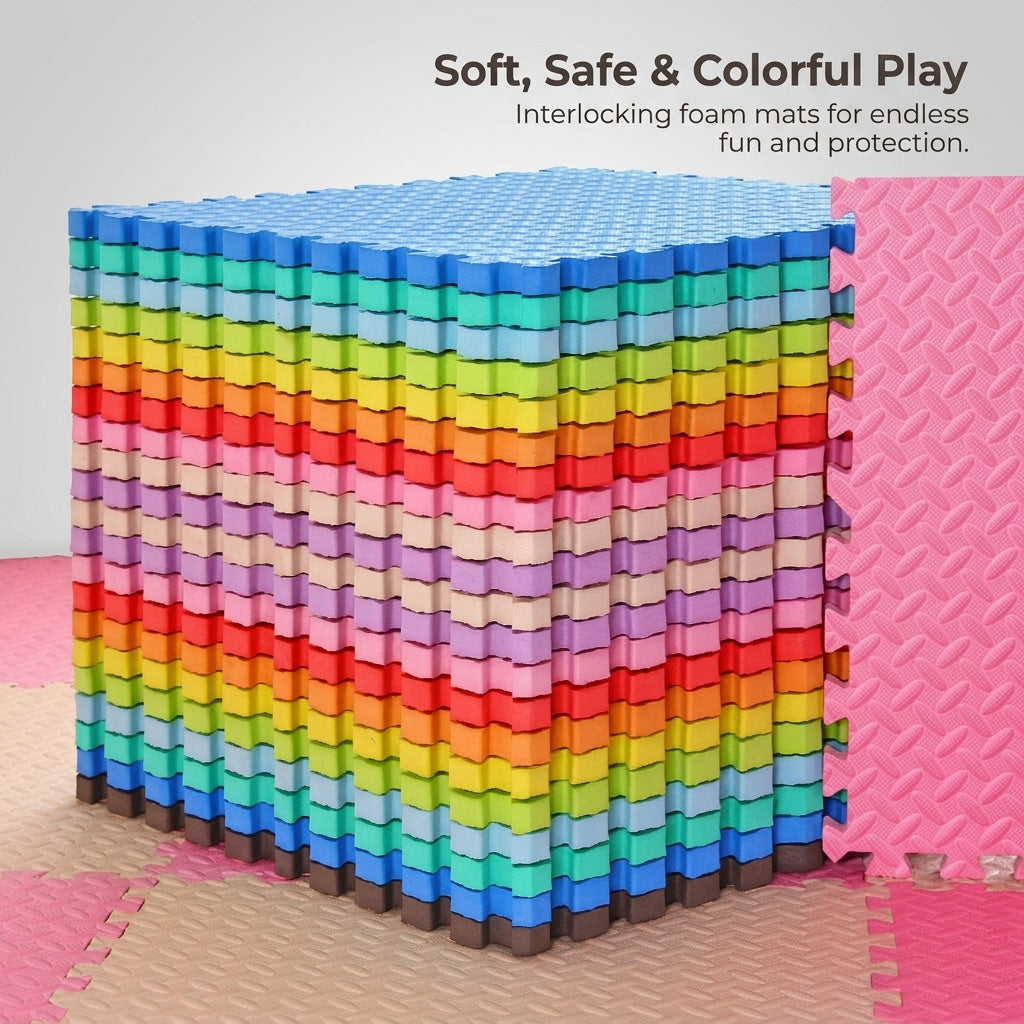 Home Gym Floor Mat with Extra Thick Foam Padding for Kids, Large Interlocking Playmat Tiles, Soft EVA for Play Area