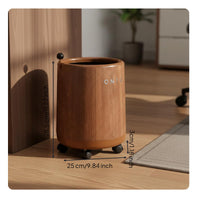 Wood Grain Trash Can Double Layer Rolling Trash Can Retro Design for Living Room