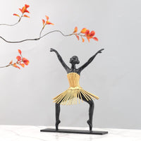 现代简约抽象芭蕾舞女孩人物雕塑摆件玄关书房电视柜软装家居饰品