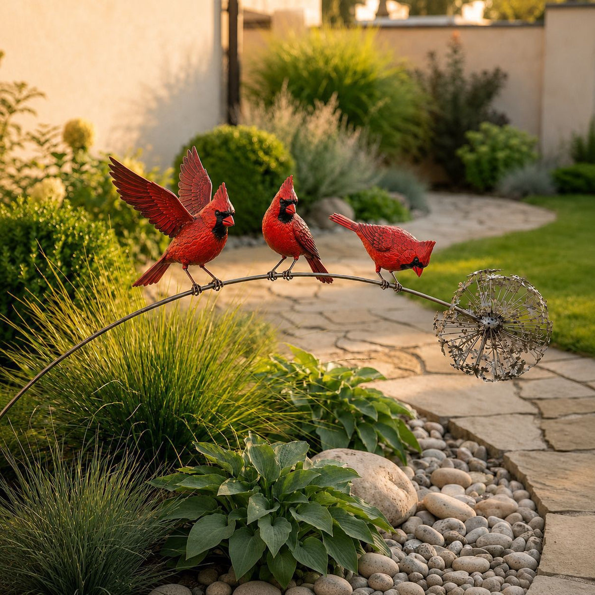 Robin Garden Stake - Cartoon Bird Metal Garden Ornament