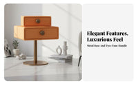Rotating 2-Drawer Side Table Light Luxury Bedroom Furniture Space-Saving
