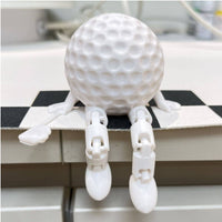 Great Gift Idea Sitting Golf Ball Man Unique Design 3D Printed Golf Figure for Golfers, Collectors, Shelf Decor, Office, Home