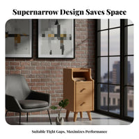 Slim Nightstand Versatile Slim 2-Drawer Cabinet No Assembly Required for Bedroom