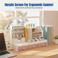 Desktop Transparent Screen Riser Display Rack, Office and Student Desk Organizer Shelf