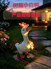 Solar-Powered Resin Duck Garden Decoration with Light