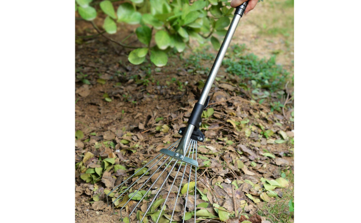 Leaf Rake with Handle Flexible Leaf Rake with Expandable Head Lightweight Tool for Gardeners, Lawn Care