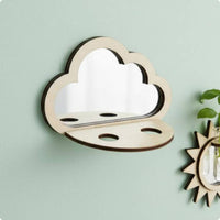 Wooden Cumulus Mirror Plant Holder Sun Wall Planter Rustic Design for Bedroom