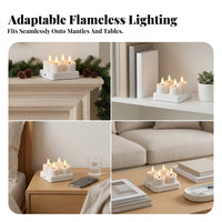 4 Pieces LED Tea Lights with Remote | Realistic Molded beeswax Body, Rechargeable LED Candles with Charging Base Flameless Yellow Glow, for Cozy Indoor Ambiance