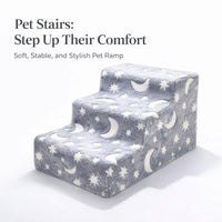 Dog Steps Stairs Bed Non-Slip Pet Small Dogs, Dog Steps for Elderly Dogs, Glow i #variant:Grey with Luminous Stars and Moons