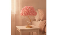 Rose Lamp Romantic Floral Table Lamp Gold-Tone Soft Glow for Girls, Bedroom, Nightstand