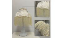 Fringe Table Lamp Decorative Table Lamp with Textile Shade Vintage-Inspired Princess-Style for Girls, Bedroom, Reading Corner