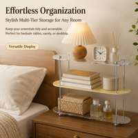 Large 3-Layer Acrylic Display Shelf, Clear Tiered Storage Rack for Cups & Tea Sets, Modern Desktop Organiser Stand